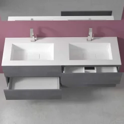 Viadurini Bathroom Badmöbel Hängend-Abgehängter Badezimmerschrank mit Doppelwaschbecken, modernes Design in 4 Ausführungen - Doublet
