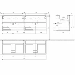 Viadurini Bathroom Badmöbel Hängend-Abgehängter Badezimmerschrank mit Doppelwaschbecken, modernes Design in 4 Ausführungen - Doublet