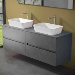 Viadurini Bathroom Badmöbel Hängend-Abgehängter Badezimmerschrank mit Doppelwaschbecken - Mandrillo