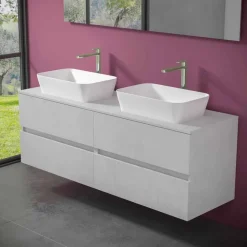 Viadurini Bathroom Badmöbel Hängend-Abgehängter Badezimmerschrank mit Doppelwaschbecken - Mandrillo