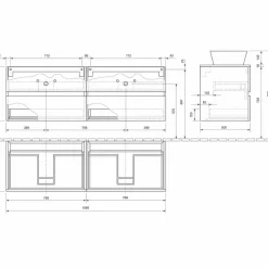 Viadurini Bathroom Badmöbel Hängend-Abgehängter Badezimmerschrank mit Doppelwaschbecken - Mandrillo