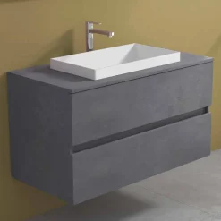 Viadurini Bathroom Badmöbel Hängend-Abgehängter Badezimmerschrank mit eingebautem Waschbecken, modernes Design - Casimira