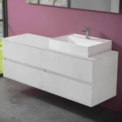 Viadurini Bathroom Badmöbel Hängend-Abgehängter Badezimmerschrank mit Design Resin Countertop Washbasin - Alchimeo