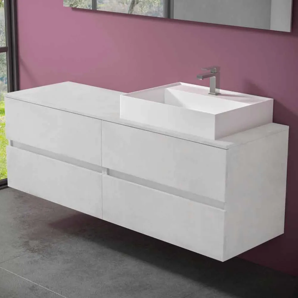 Viadurini Bathroom Badmöbel Hängend-Abgehängter Badezimmerschrank mit Design Resin Countertop Washbasin - Alchimeo