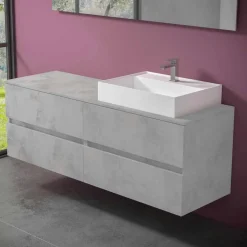 Viadurini Bathroom Badmöbel Hängend-Abgehängter Badezimmerschrank mit Design Resin Countertop Washbasin - Alchimeo