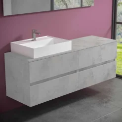 Viadurini Bathroom Badmöbel Hängend-Abgehängter Badezimmerschrank mit Design Resin Countertop Washbasin - Alchimeo