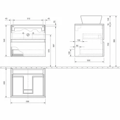 Viadurini Bathroom Badmöbel Hängend-Abgehängter Badezimmerschrank mit rechteckigem Waschtisch, modernes Design - Dumbo