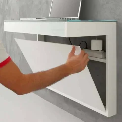 Viadurini Living Design Schreibtische-Abgehängter Schreibtisch aus Kristall mit Metallstruktur Made in Italy - Silicon