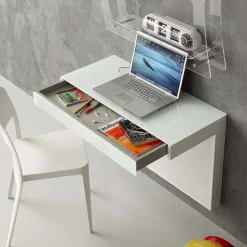 Viadurini Living Design Schreibtische-Abgehängter Schreibtisch aus Kristall mit Metallstruktur Made in Italy - Silicon