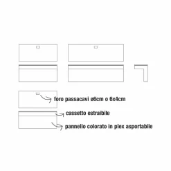Viadurini Living Design Schreibtische-Abgehängter Schreibtisch aus Kristall mit Metallstruktur Made in Italy - Silicon