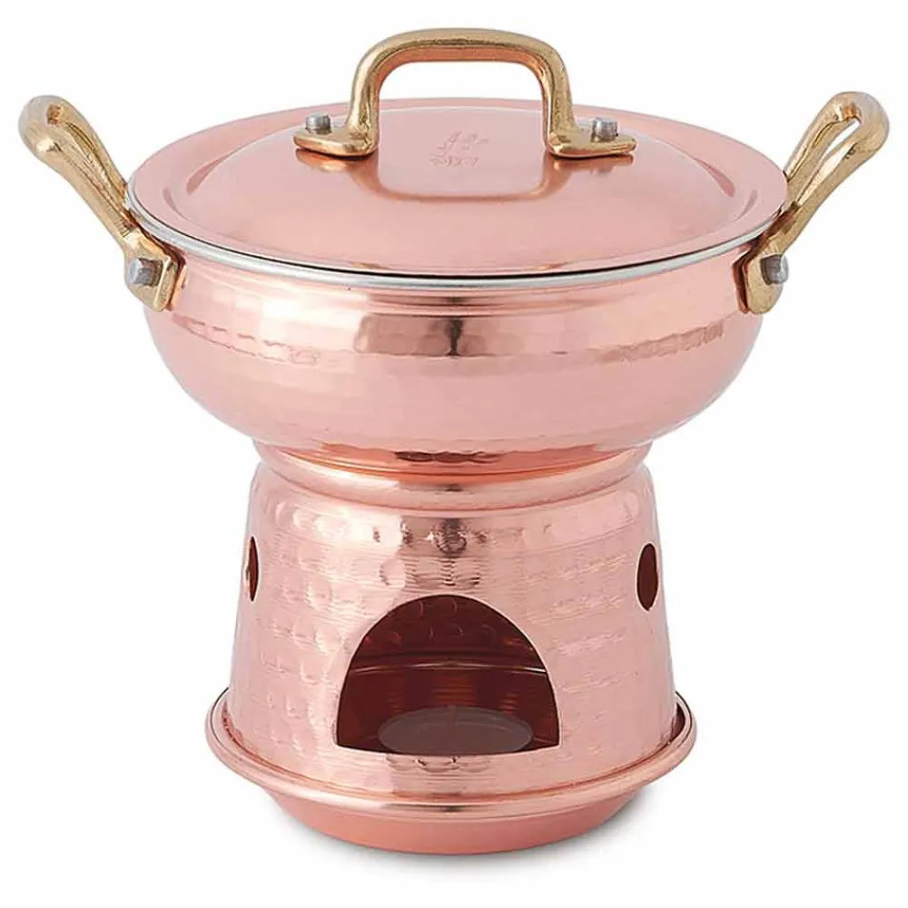 Viadurini Kitchen Kochgeschirr-Abgerundete Pfanne für Sauce in handverzinntem Kupferboden und Deckel - Gianmatteo