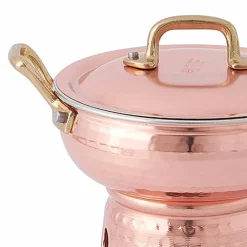 Viadurini Kitchen Kochgeschirr-Abgerundete Pfanne für Sauce in handverzinntem Kupferboden und Deckel - Gianmatteo