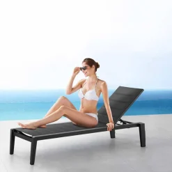 Viadurini in the Garden Sonnenliegen-Aluminium-Sonnenliege mit Textilene-Sitz, 3 Oberflächen - Moira