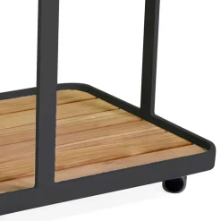 Viadurini in the Garden Gartenideen-Aluminium-Trolley in verschiedenen Ausführungen mit Rädern und Teakholzplatte - Tent