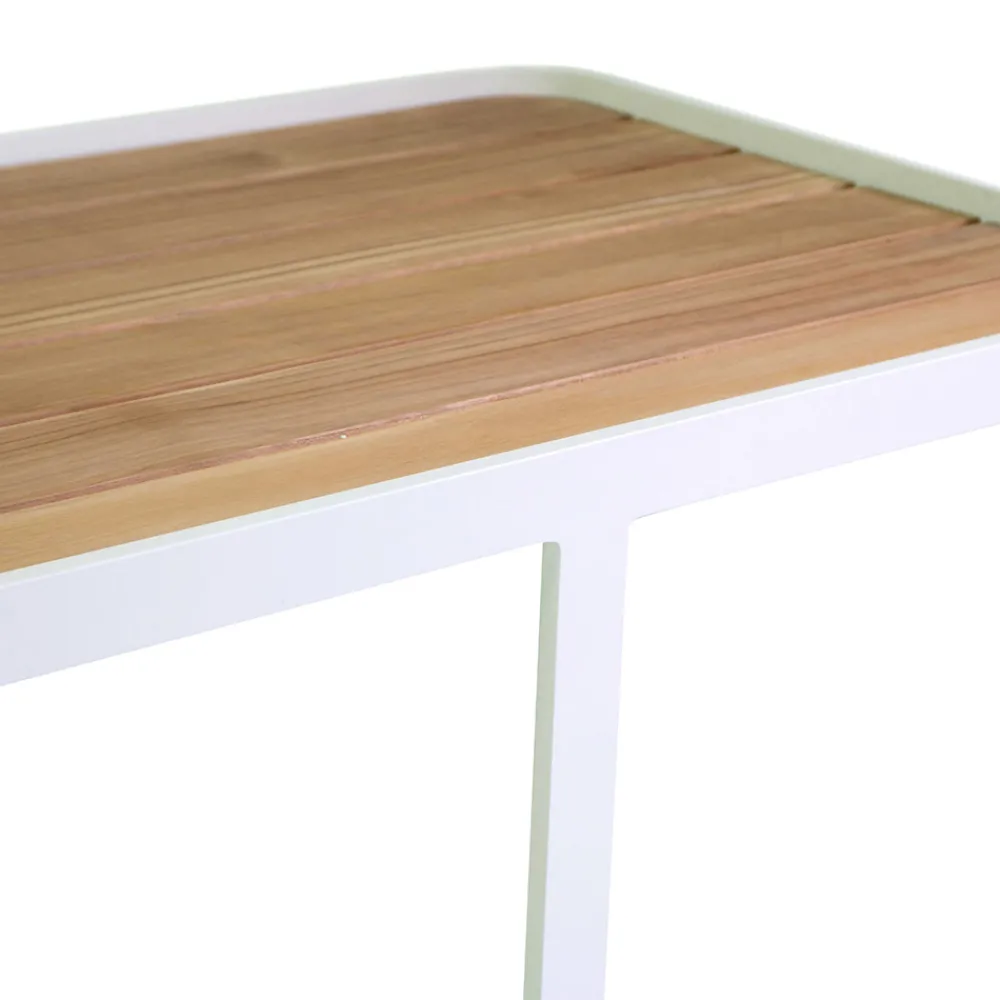 Viadurini in the Garden Gartenideen-Aluminium-Trolley in verschiedenen Ausführungen mit Rädern und Teakholzplatte - Tent