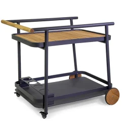 Viadurini in the Garden Gartenideen-Aluminium-Trolley in verschiedenen Ausführungen mit Rädern und Teakholz-Details - Tent