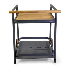 Viadurini in the Garden Gartenideen-Aluminium-Trolley in verschiedenen Ausführungen mit Rädern und Teakholz-Details - Tent