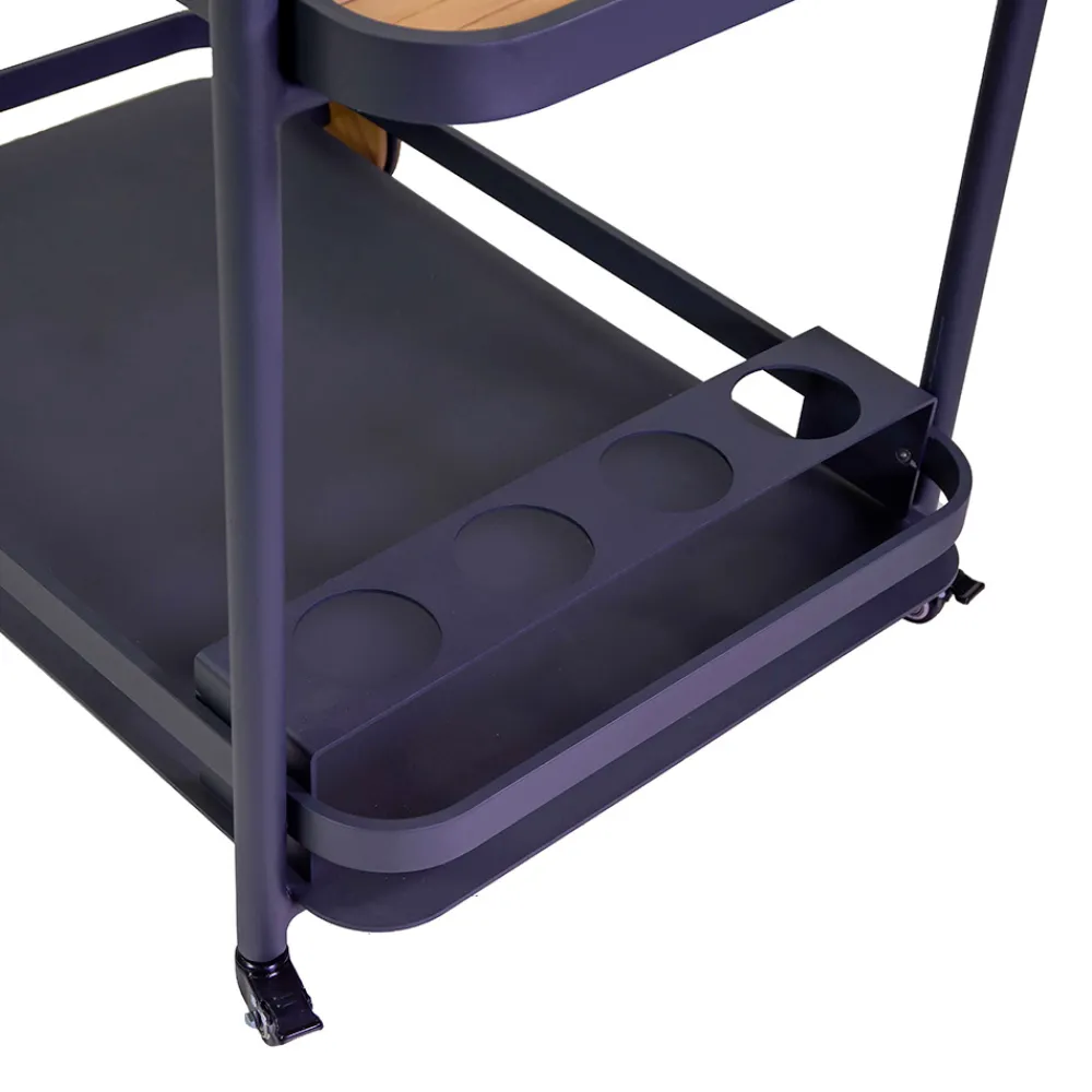 Viadurini in the Garden Gartenideen-Aluminium-Trolley in verschiedenen Ausführungen mit Rädern und Teakholz-Details - Tent