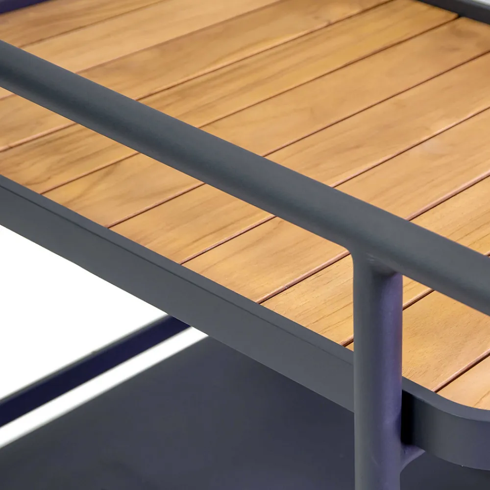 Viadurini in the Garden Gartenideen-Aluminium-Trolley in verschiedenen Ausführungen mit Rädern und Teakholz-Details - Tent