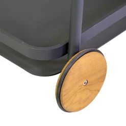 Viadurini in the Garden Gartenideen-Aluminium-Trolley in verschiedenen Ausführungen mit Rädern und Teakholz-Details - Tent