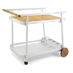 Viadurini in the Garden Gartenideen-Aluminium-Trolley in verschiedenen Ausführungen mit Rädern und Teakholz-Details - Tent