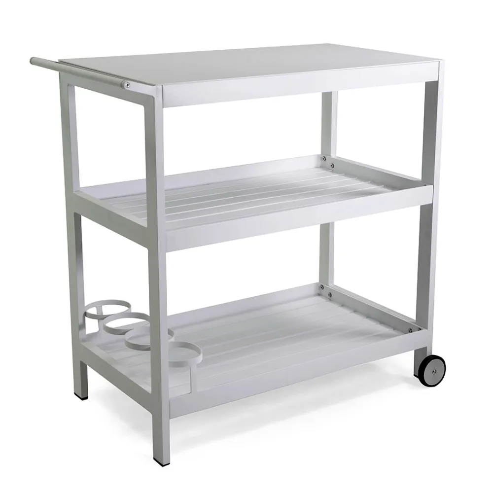 Viadurini in the Garden Gartenideen-Aluminium-Wagen mit verschiedenen Oberflächen mit Rädern und 3 Etagen - Zelt