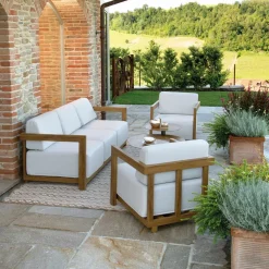 Viadurini in the Garden Garten Lounge Set-Aluminium-Wohnzimmer mit Thermotransfer-Holz-Effekt - Camper