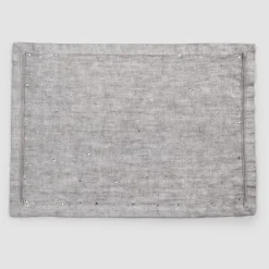 Viadurini Textile Amerikanische Tischsets-Amerikanische Frühstücks-Tischsets aus grauem Leinen mit Kristallen 2 Stück - Macanno