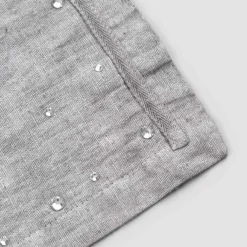 Viadurini Textile Amerikanische Tischsets-Amerikanische Frühstücks-Tischsets aus grauem Leinen mit Kristallen 2 Stück - Macanno