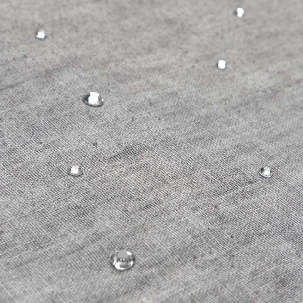 Viadurini Textile Amerikanische Tischsets-Amerikanische Frühstücks-Tischsets aus grauem Leinen mit Kristallen 2 Stück - Macanno