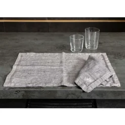 Viadurini Textile Amerikanische Tischsets-Amerikanische Frühstücks-Tischsets aus grauem Leinen mit Kristallen 2 Stück - Macanno