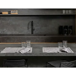 Viadurini Textile Amerikanische Tischsets-Amerikanische Frühstücks-Tischsets aus grauem Leinen mit Kristallen 2 Stück - Macanno