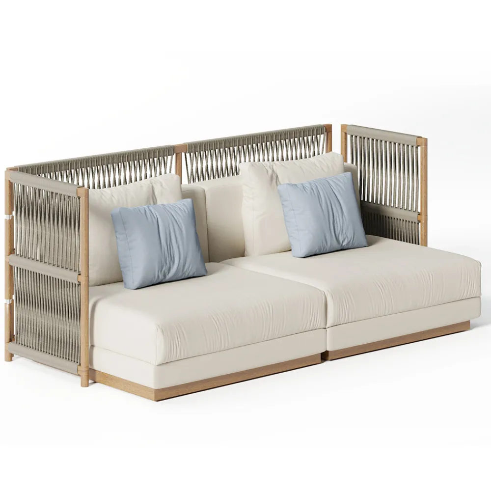 Viadurini in the Garden Gartensofas-Anbau-Gartensofa mit C-förmiger Struktur aus Holz Made in Italy - Rubik