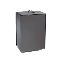 Viadurini Leather Kaminholzständer Aus Leder Und Kunstleder-Anthrazitfarbener Leder-Holzbehälter mit Rädern, hergestellt in Italien – Mittagessen