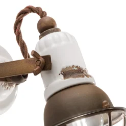 Ferroluce Wandleuchte Industrial-Applikations-Spotlight im Industriestil, handgefertigt aus Eisen und Keramik – Loft