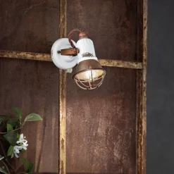 Ferroluce Wandleuchte Industrial-Applikations-Spotlight im Industriestil, handgefertigt aus Eisen und Keramik – Loft