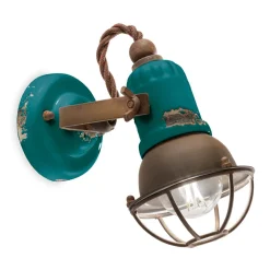 Ferroluce Wandleuchte Industrial-Applikations-Spotlight im Industriestil, handgefertigt aus Eisen und Keramik – Loft