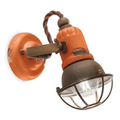 Ferroluce Wandleuchte Industrial-Applikations-Spotlight im Industriestil, handgefertigt aus Eisen und Keramik – Loft