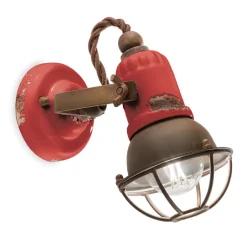 Ferroluce Wandleuchte Industrial-Applikations-Spotlight im Industriestil, handgefertigt aus Eisen und Keramik – Loft