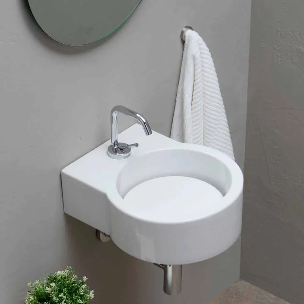 Viadurini Bathroom Keramikwaschbecken-Arbeitsplatte Design Waschbecken / Suspension in Italien Tor gemacht