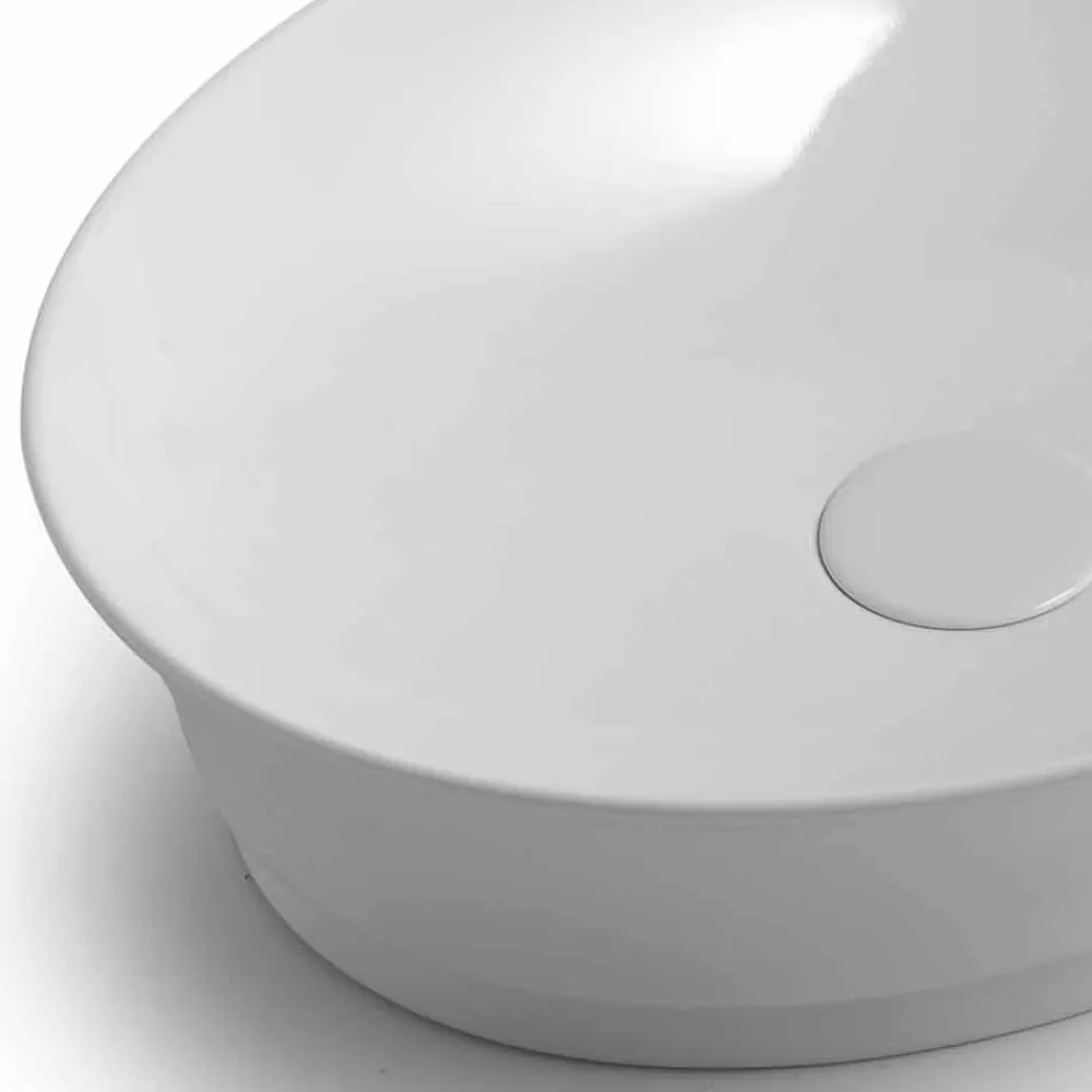 Viadurini Bathroom Keramikwaschbecken-Arbeitsplatte Oval Modern Design Keramik Waschbecken Made in Italy - Zarro