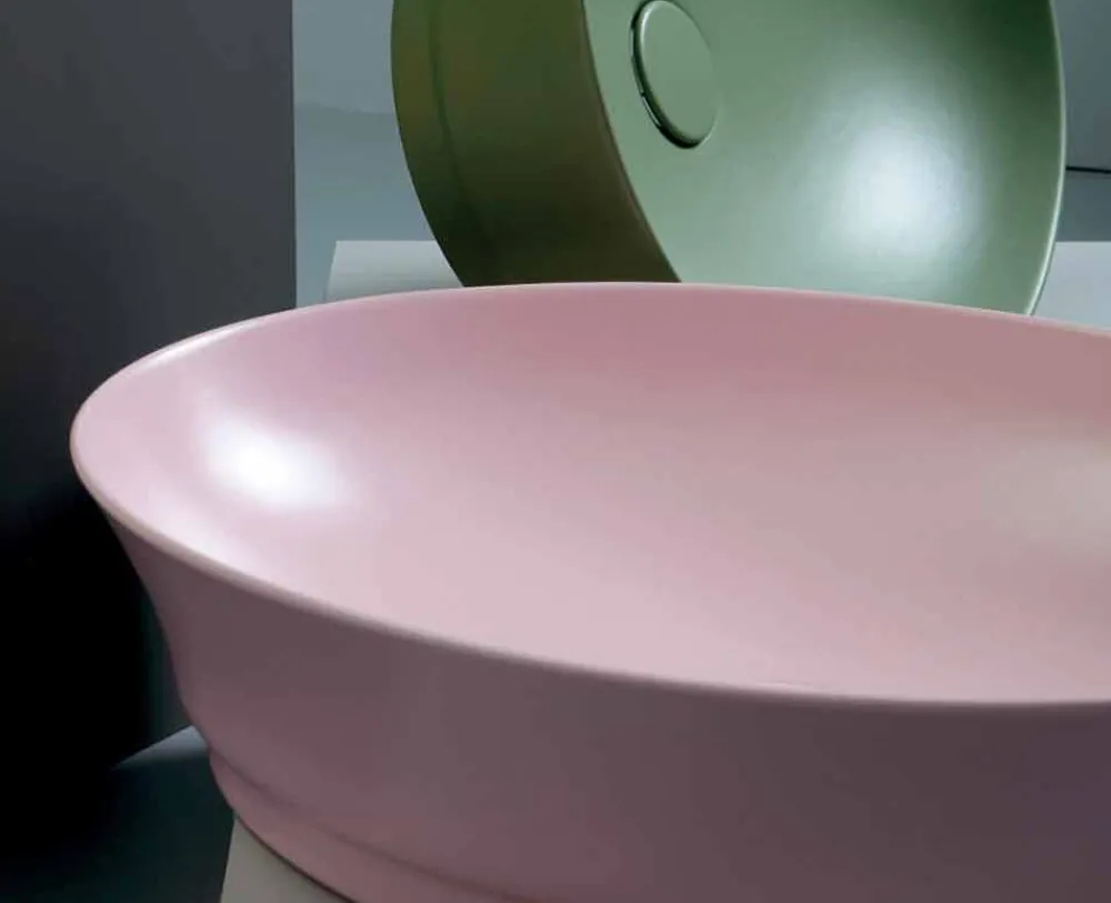 Viadurini Bathroom Keramikwaschbecken-Arbeitsplatte Oval Modern Design Keramik Waschbecken Made in Italy - Zarro