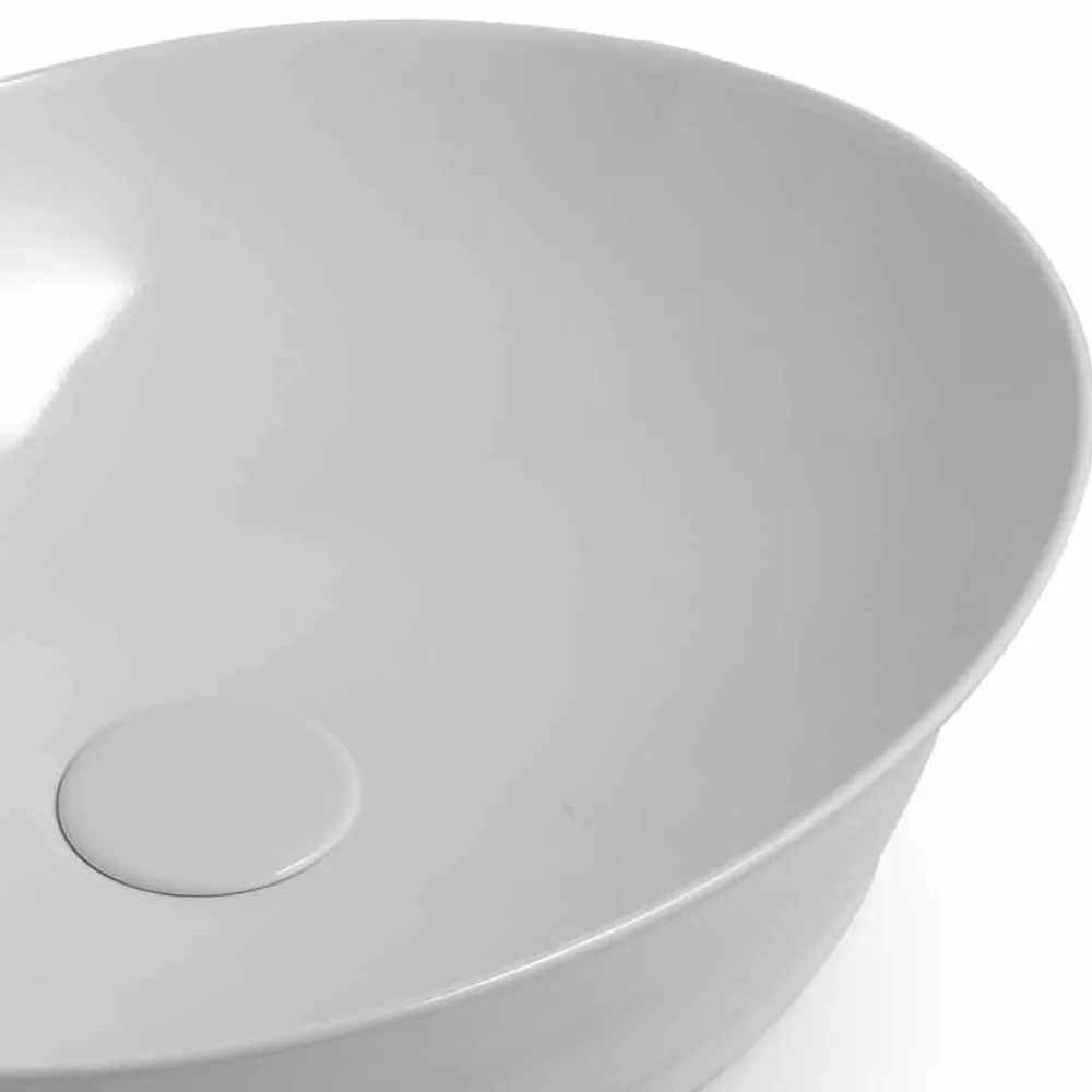 Viadurini Bathroom Keramikwaschbecken-Arbeitsplatte Oval Modern Design Keramik Waschbecken Made in Italy - Zarro