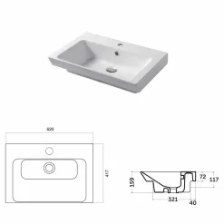 Viadurini Bathroom Keramikwaschbecken-Arbeitsplatte und Wandeinsatz aus weißem oder farbigem Keramik-Maida