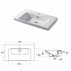 Viadurini Bathroom Keramikwaschbecken-Arbeitsplatte und Wandeinsatz aus weißem oder farbigem Keramik-Maida