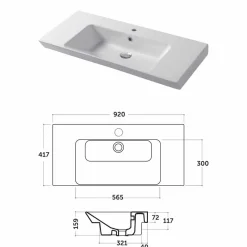 Viadurini Bathroom Keramikwaschbecken-Arbeitsplatte und Wandeinsatz aus weißem oder farbigem Keramik-Maida