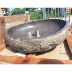 Viadurini Bathroom Steinwaschbecken-Arbeitsplatte Waschbecken Handgefertigt in Pietra di Fiume - Aurea