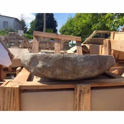 Viadurini Bathroom Steinwaschbecken-Arbeitsplatte Waschbecken Handgefertigt in Pietra di Fiume - Aurea