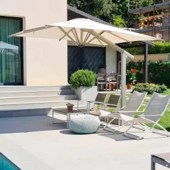 Viadurini in the Garden Gartenschirm-Armschirm 350x350 cm aus weißem oder anthrazitfarbenem Aluminium - Lapillo