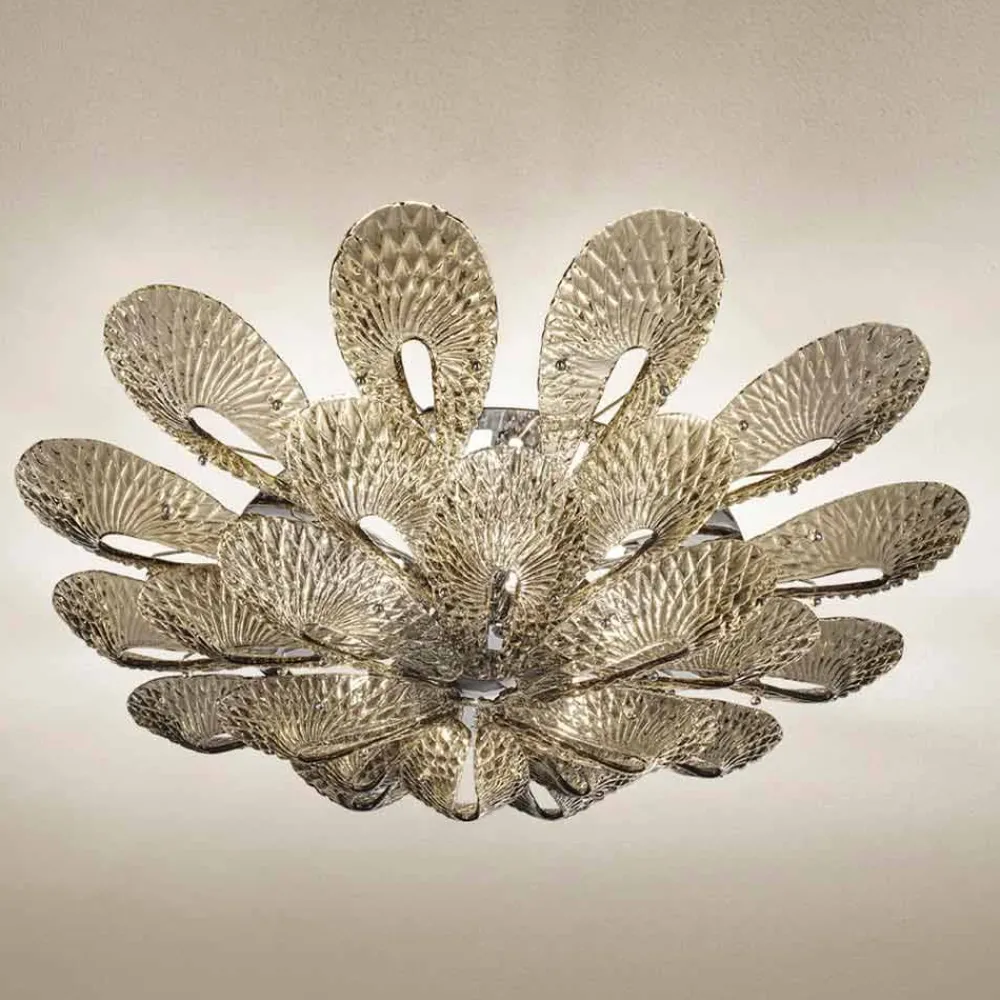 Viadurini Lighting Moderne Deckenleuchten-Artisan Deckenlampe aus venezianischem Rauchglas, Made in Italy - Minos